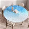 Morbuy Plastificata Tovaglia Rotondo con Bordo Elastico, Tovaglie da Tavola Colorato Antimacchia Plastica Tovaglia per Salotto Caffè Pranzo Giardino Decorazione (Blu,200cm)