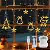Lamptobe Luci Natale Interno Finestra, Stelle di Natale Decorazioni Nataliziea a Batteria con Telecomando, Luci Stringa LED con Renne, Campane, Albero, Timer, Alimentazione USB, 8 Modalità, 3.5M