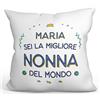 Mugffins Cuscino PERSONALIZZABILE NONNA - En italiano - Migliore del Mondo - Idee Regali Divertenti - Rivestimento e Imbottitura (40x40 cm). Tatto Cotone