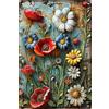 Formeyart Targa in metallo retrò con motivo bouquet botanico, targa vintage in metallo per stile rustico francese, bagno, giardino, fattoria, caffetteria, decorazione da parete, idea regalo per donne, 20 x 30