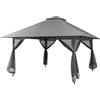 HOMASIS Gazebo Pieghevole da Giardino, Gazebo 4x4 M con Altezza Regolabile e Pareti Laterali Removibili, Gazebo Pop-Up con Zanzariera e Borsa per il Trasporto, per Patio, Spiaggia (Grigio)