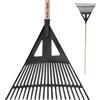 KOTARBAU® Rastrello per Foglie - Plastica - 43 cm - Nero - Rastrello Giardino - con Manico - Rastrelli - per Foglie - Erba - Siepi Leggero - Resistente - Universale