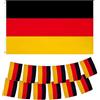 GOOGIT Set Bandiera Germania 90 x 150 cm con Occhielli e 2 Ghirlande 20 Bandierine 14 x 21 cm Resistente Nazionale (Set Germania - Bandiera + 2 Ghirlande)
