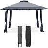HOMASIS Gazebo Pieghevole da Giardino 4 x 4 m con Tetto Doppio, Regolabile in Altezza, con Borsa per il Trasporto, Impermeabile con Protezione UV per Feste, Matrimoni (Grigio)