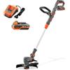 Fuxtec Tagliabordi a batteria FUXTEC 20V FX-E1RT20PROSET - Decespugliatore a batteria con caricabatterie - Larghezza di taglio 28 cm - Con manico telescopico e 2 velocità - Tagliabordi con filo e lama