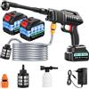 Teodute 21V Idropulitrice a Batteria, 80Bar/1160PSI, 6L/min, 6 in 1 Ugello con 5M Tubo e 2 Ugelli, 2×3.0Ah Batterie, Gittata 10m, Idropulitrice Professionale per Auto Patio Giardino Pulizia Paviment