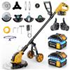 Lemolifys 4 in 1 Decespugliatore a Batteria,30CM Tagliaerba a Batteria con 2 Batterie da 3.0AH,Tagliaerba Elettrico con Ruota,800W Motore Senza Spazzole,4 Tipi di Lamelle per Taglio Di Giardini, Prati,Arbusti