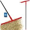 KOTARBAU® Rastrello da Giardino - Plastica - 54 cm - Rastrello per Foglie - Extra-Click 14 Denti - con Manico in Alluminio - 150 cm - Leggero - Ergonomico - Rosso e Nero