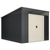 Wasabi - Casetta giardino esterno 7,6 m2 Stark - Lucernario in policarbonato - Grigio antracite e beige - Porta scorrevole doppia - Tetto inclinato - Capannone in metallo