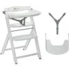 Bebeconfort Timba 2 Seggiolone Pappa Evolutivo in Legno, 6+ Mesi, Fino a 110 kg, Sedia Evolutiva Ergonomica, Regolabile in Altezza, Vassoio Amovibile, Facile da Montare e Pulire, Bianco