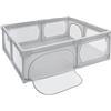 Moby-System Box Bambini Pieghevole 200x160 cm in Rete, Recinto per Bambini in PVC 210D, Telaio in Tubi Acciaio 25 mm, 4 Ventose Antiscivolo, Ingresso con Cerniera, Borsa Trasporto, Grigio