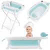 Moby-System Vaschetta Bagnetto Neonato Pieghevole con Supporto - Vaschetta Bagnetto Bambini 1-3 anni - Termometro digitale LCD integrato - Vasca da Bagno Bambini - Inserto Morbido