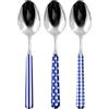 Home Provence Set 6 Cucchiai da Tavola in Acciaio Inox, Manico Decorato Blu con Fantasie Assortite, Lavabili in Lavastoviglie