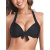 Ocean Blues Top bikini push-up da donna con scollo all'americana, Nero , M
