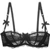 HLYLDL Reggiseno Bralette a Balconcino in Pizzo Taglie Forti da Donna Push Up Ferretto Vedere Attraverso Reggiseni a Mezza Coppa