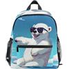 RPLIFE Zaino per bambini con orso polare dei cartoni animati per ragazze ragazzi bambini zaino scuola con etichetta nome piccolo, 3-8 anni, Orso polare dei cartoni, Medium, Zaini Carino