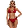 LEOMOSTE Bikini Sexy da Donna, con Paillettes, con Glitter, Costume da Bagno Sexy Push-up, Rosso, M