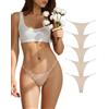 Avondii Perizomi G String in Cotone per Donna, Biancheria Intima Sexy, Slip Invisibili Senza Cuciture per Donne, Mutandine Traspiranti, Confezione da 5, color carne, XS