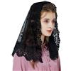 BEAUTELICATE Velo di Pizzo per Chiesa Sposa Velo Muliebre Cattolica Copricapo Foulard Sciarpa per Messa Latino Lutto Nero Avorio V105