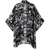 Getitsoon Kimono da donna in chiffon bohémien, cardigan, copricostume, scialle, blusa per costumi da bagno, Nero con lettera bianca, Taglia unica más