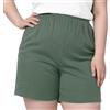 Tycoonest Pigiama da donna, taglie forti, pantaloncini, abbigliamento da notte, in jersey morbido e comodo, estivo, per dormire, palestra, corsa, Verde oliva, 6X-Large
