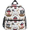 RPLIFE Zaino da viaggio per bambine e ragazzi, con scritta Pirate Crew, colore bianco, con targhetta per nome, mini zaini per bambini, 3-8 anni