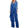 Botong Madre della Sposa Pantaloni Suit Set 2 PC Chiffon & Pizzo Abito Ospite di Nozze ith Strass 3/4 Maniche