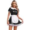 Doomiva Costume da cameriera da donna, per cosplay, cameriera francese, divisa, costume da canale, con cinturino sul collo, look bagnato, mini abito in pelle, Xb, nero, XL