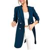 VaiKanhai Cappotto da donna, rosa antico, tuta da lavoro, tinta unita, scollo a V, maniche lunghe, doppiopetto, lunghezza media, adatto per la strada quotidiana al lavoro, abito casual
