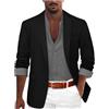 VEMOW Blazer in lino uomo - Estate casual business suit giacca, leggera sports linen suits jacket(Black, XL)