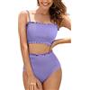 SHEKINI Costume da Bagno da Donna Shirred Bandeau Bikini in Vita Alta Senza Spalline Due Pezzi(M,Viola)