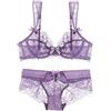 ZUKULIFE Reggiseno e panty da donna in pizzo sfoderato, sottile e trasparente, viola., 85B