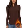 WOWENY Camicia Termica da Donna con Zip a 1/4 Manica Lunga Collo Alto in Pile Colletto alla Coreana Mezza Zip Felpa Pullover Caldo
