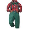Acuryx Completini e Coordinati Gentiluomo Set per Bambino Ragazzo Completo Bretelle Fiocco Tuta Camicia Maniche Lunghe Pantaloni Cerimonia Battesimo