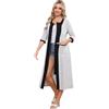 rismart Donna Manica 3/4 Zip Cappotto da Casa Casual Collo a V Camicia da Notte Vestaglia Abito Pigiama