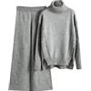 HEONSATI Tuta di Lana in 2 Pezzi Top Manica Lunghi e Pantalone a Gamba Larga Completo Eleganti Casual Comodo Sportswear Donna Invernale in Maglia Sportivo Complete Casa Leggera Polsino Elastico