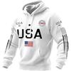 Generic DENGJIAMY 250 Anniversary USA Felpa da uomo con cappuccio con bandiera americana alla moda camicie patriottiche a maniche lunghe da uomo 4 luglio pullover con cappuccio, Z11 Bianco, XL