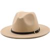HEYANN Cappello classico Fedora a tesa larga con fibbia per cintura in feltro unisex cappello da trilby da uomo panama cappello jazz cappello per donna uomo, beige., L