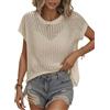 Bellcoco Top all'Uncinetto da Donna Estivo Scavato Fuori Senza Maniche Coprire Canotte Pullover Maglione Gilet, Albicocca, M