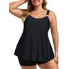 Hanna Nikole Tankini da donna taglie forti, costume da bagno in 2 pezzi, con volant e pantaloncini da bagno, Nero , 12 Di Più