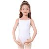 s.lemon Body da Danza Classica Bambina, Body Ginnastica Artistica Ballerina Bambina con Scollatura Alta, Foderato, Schiena a V 9266 Bianco 130