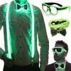 YeahBoom Bretelle luminose da uomo a LED e papillon, bretelle luminose a LED, per festival musicali, feste in costume di Halloween, feste rave, Natale, forniture per feste al neon luminose per