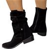 Generico Stivaletti da Donna Stivaletti in Pelle Scamosciata Pieghe Stivali Invernali Stivaletti Bassi Stivaletti retrò Eleganti con Zip Stivaletti Tinta Unita Scarpe,Regalo Divertente