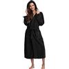 Generic Accappatoio da donna in pile per la casa invernale caldo abiti morbidi in peluche per le donne accappatoio lungo in pile morbido flanella vestaglia da donna lunghezza intera, 0b-nero, S