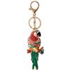 WANLIAN Portachiavi con ciondolo a forma di pappagallo, con strass dorati (rosso), Rosso, X
