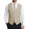 HISDERN Gilet da Abito Uomo Elegante Panciotto Uomo Regular Fit Cotone Poliestere Panciotti da Sposo in Tinta Unita Classico Gilet Vestito con 3 Bottoni Tasche per Matrimonio Cerimonia Ufficio S-4XL