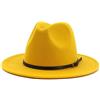 Gossifan Cappelli Fedora a tesa larga da donna per cinture di moda Cappello in feltro unisex, B Cintura-giallo, L