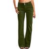 Generisch Jeans da donna a vita alta, stile flare, bootcut, per il tempo libero, jeans da donna usati, vintage, a gamba dritta, pantaloni estivi monocromatici, in tessuto leggero, comodi, eleganti, verde, M