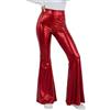 Generisch Pantaloni a zampa da donna con paillette, a vita alta, a gamba larga, con paillettes, 70 anni '80, costume da discoteca