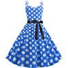 Bauzuoyo Rockabilly, abito da donna vintage anni '50, senza maniche, a pois, stile coctail, alla moda degli anni '60, con spalline sottili, tunica, per feste, balli, costumi di carnevale, B1 blu., L